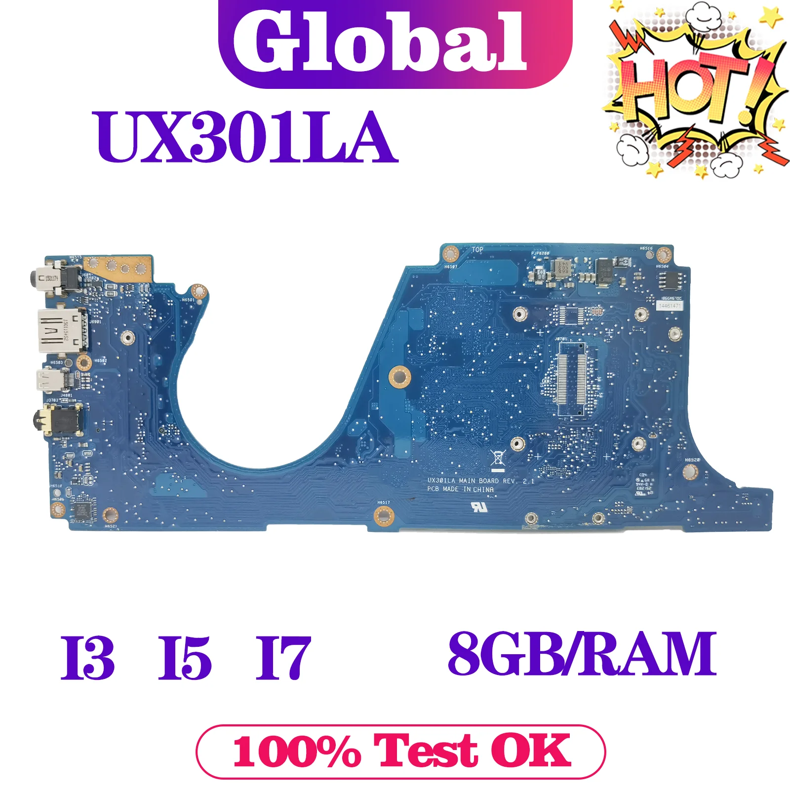 

KEFU UX301 Notebook Mainboard For ASUS ZENBOOK UX301L UX301LA Laptop Motherboard I3 I5 I7 8GB/RAM UMA Main Board