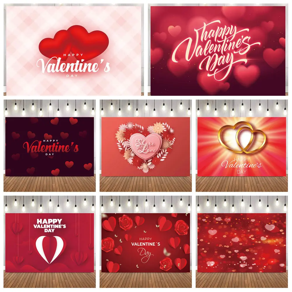 Valentine's Day Rose Romantic Love Print Heart shaped Pattern Photograph Background Couple Anniversary Party Home Decor Backdrop