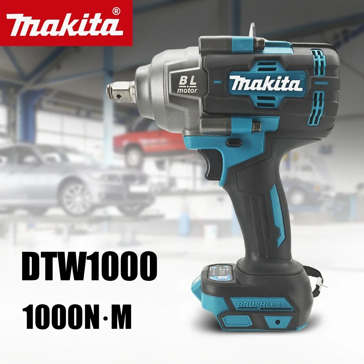 Makita 1000Nm High Torque 18V Cordless Brushless Wrench Wireless Impact Tool for Car Tire Repair, Compatible with Makita Battery