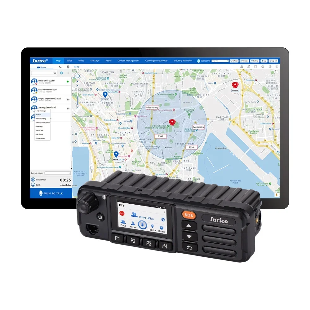 Newest INRICO TM-7P 4G POC GSM WCDMA Car Radio With Touch Screen Transceiver Network Vehicle Mouted Mobile Radio