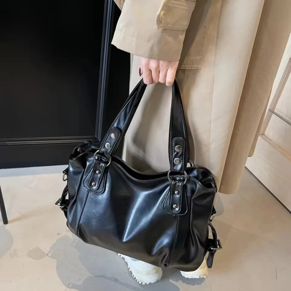 Retro marca espaçosa bolsa de ombro feminino luxo cor sólida clássico crossbody saco grande capacidade estilo macio couro do plu