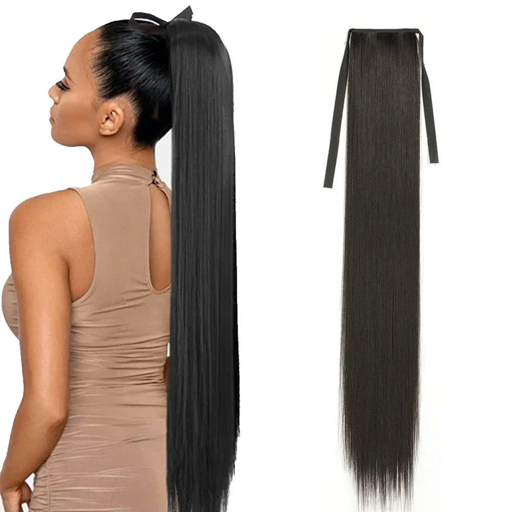 

Lulalatoo Synthetic Long Straight Ponytail Hair Extension Heat Resistant 34inch Wrap Around Pony Hairpiece for Women