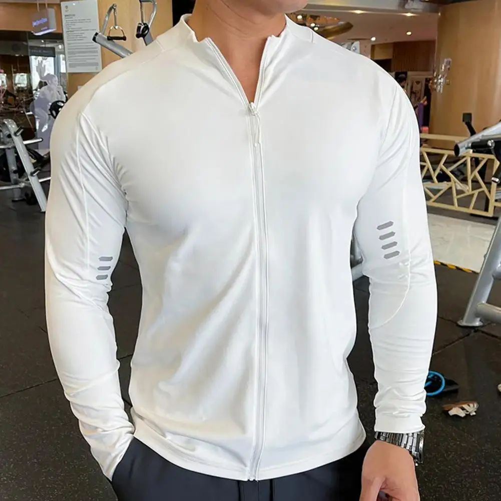 Man Sweatshirt Fitness Sports Coat Lightweight Quick Dry Running Sweatshirt Zipper Up Coat Male Outdoor Sportswear Men Clothing