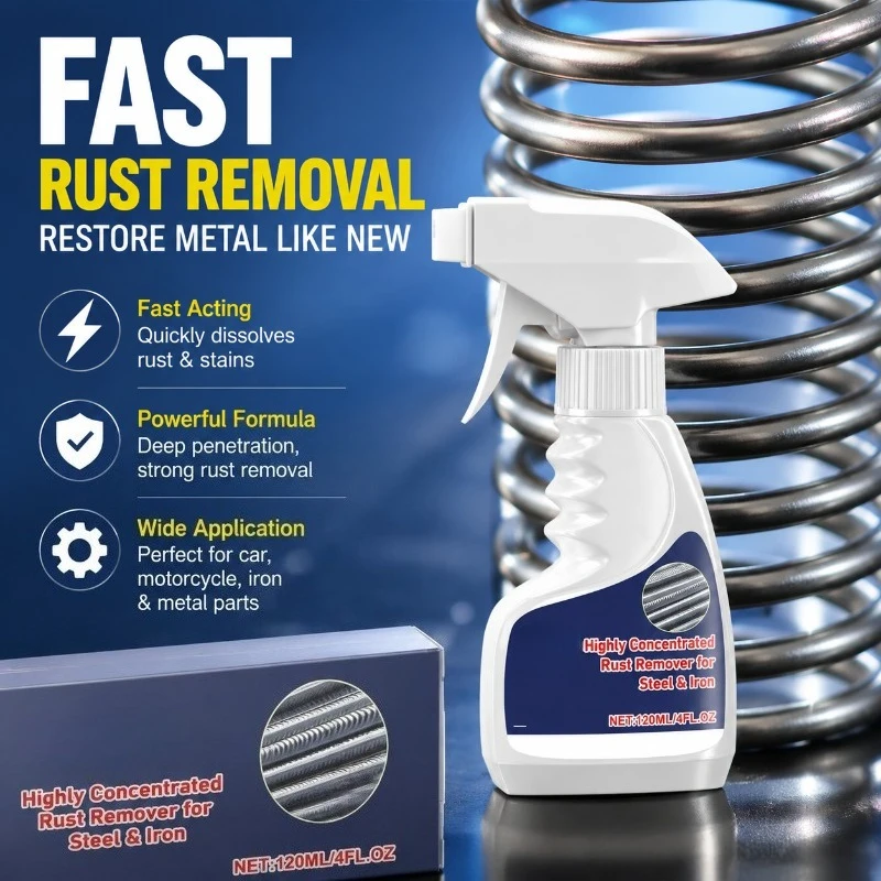 Stainless Steel Rust Remover 120ml - Fast Rust Removal Spray, Powerful Metal Rust Dissolver for Car, Motorcycle, Iron, Auto