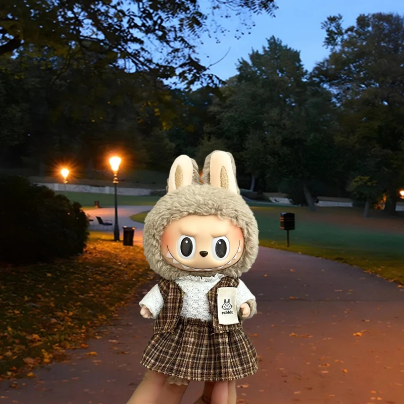 

For 15/17cm Labubu V1 V2 Doll Clothing Fashion Hoodie and Pants Set Korean Idol Trendy DIY Doll Clothing Accessories Toy Gift