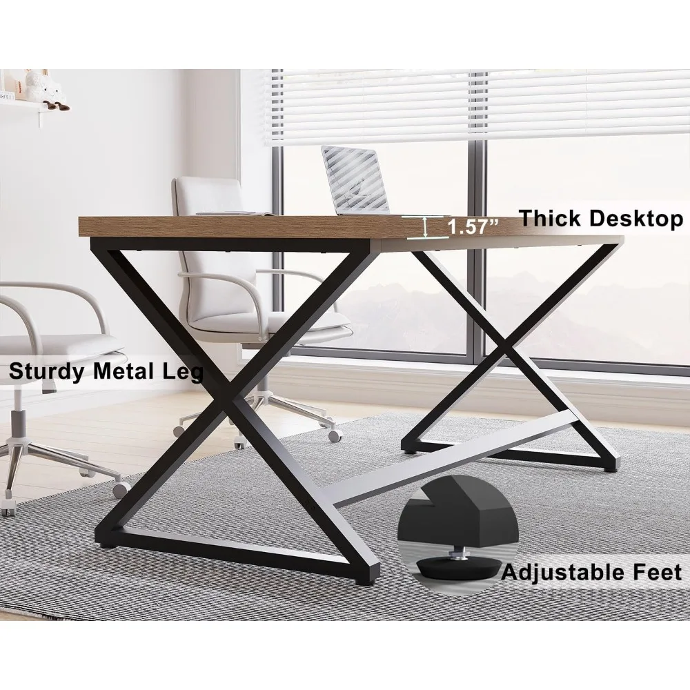 Сельский компьютерный стол, современный металлический стол для домашнего офиса, стол для работы в фермерском доме в спальне, минималистичный деревянный ноутбук