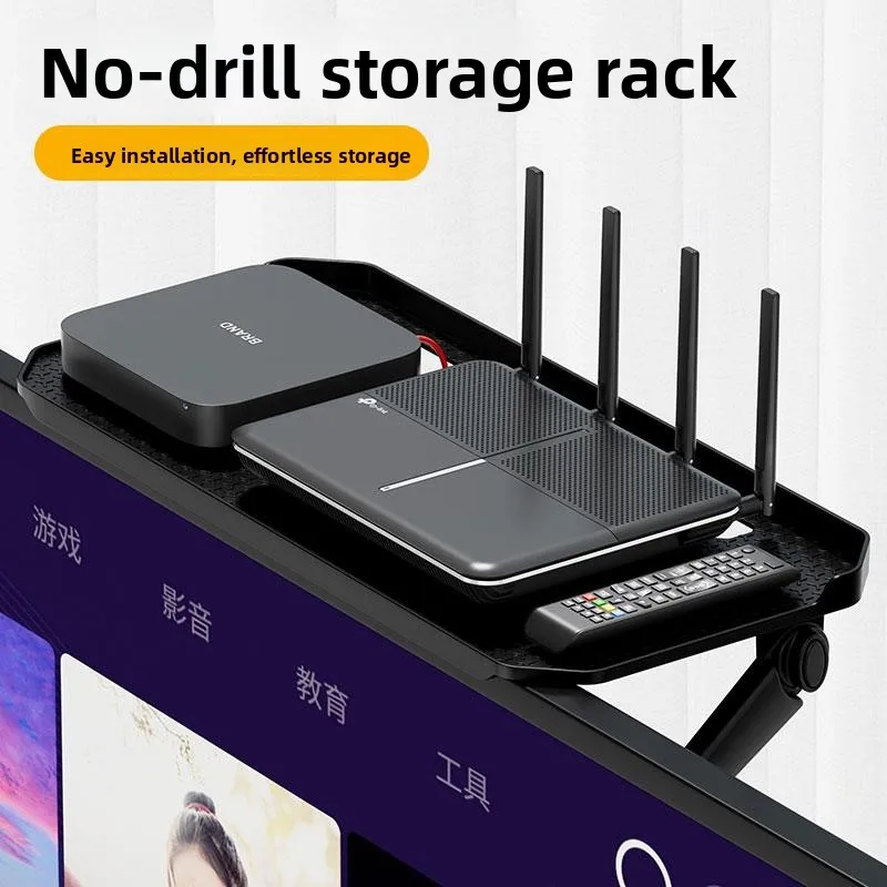 tv-top-box-storage-rack-router-placement-holder-no-drilling-needed-living-room-organization-tool-remote-control-tray-stand