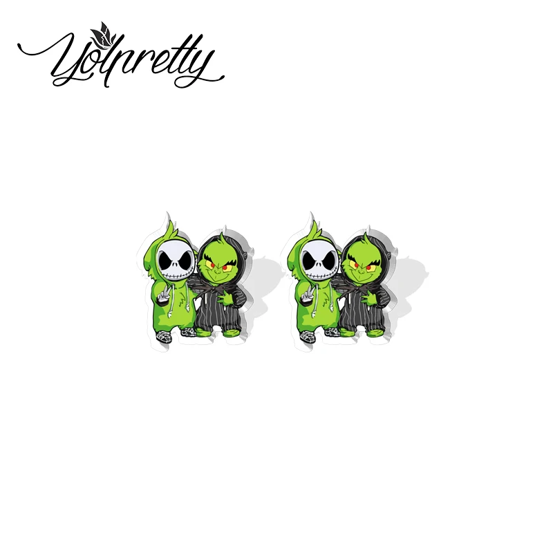 2024 New Fashion Cartoon Character Friends Jack and Stitch Epoxy Handcraft Acrylic Stud Earrings