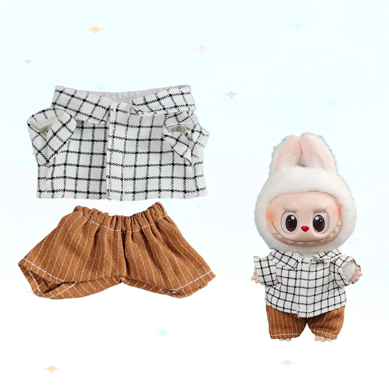 

Labubu Doll Clothes Fashion Clothes Cowboy Kitten T-Shirt Jeans for 17cm Doll Clothes Dolls Accessories Three-Piece Set Gift