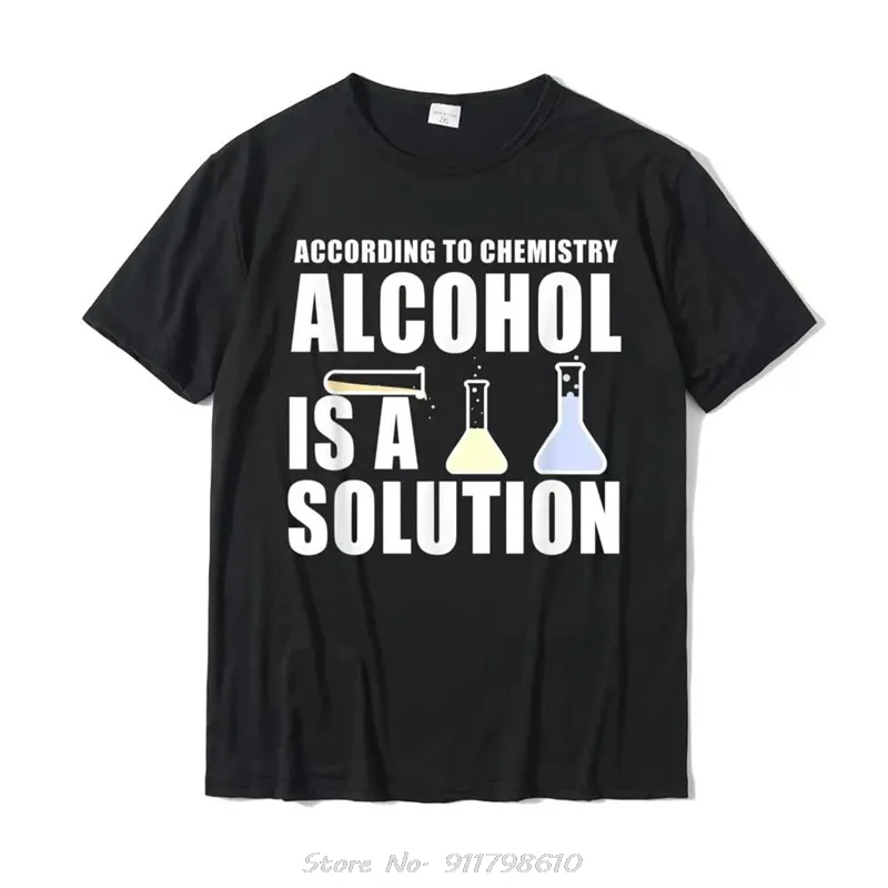Camiseta divertida de química Nerd ciencia solución de Alcohol, camisetas de algodón para hombres, camiseta informal estampada Rife, ropa de calle de moda