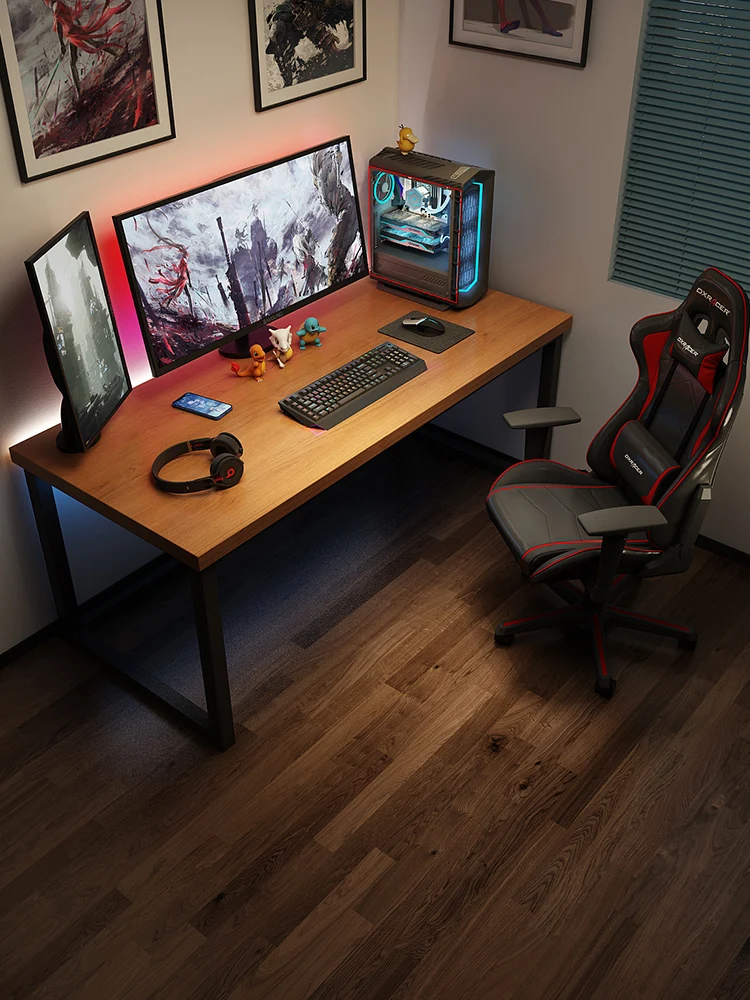 

Customized solid wood computer desktop table household desk bedroom e-sports table simple desk pine strip