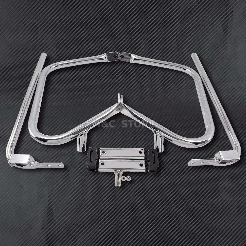 Ochraniacz na sakwy motocyklowe ze wspornikiem czarny/chromowany do Harley Touring Road King slide FLHTC 1997-2008 — zdjęcie 5