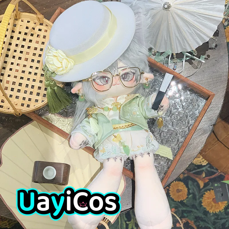 

20cm Doll Clothes Green Coat Pants Necklace Earclip Hat Costume Clothing Suit Stuffed Plushies Doll Accessories Anime Toy Kids