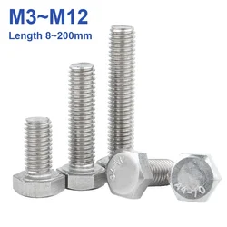 M3 M4 M5 M6 M8 M10 M12 316 A4 Stainless Steel Metric Thread DIN933 Outside Hex Head Bolt External Hexagon Head Screw
