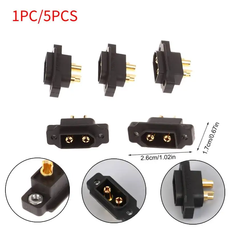 1/5Pcs  XT60E Male Plug Connector XT60EW-M Black MountableFor 3.5MM Lithium Battery Plug RC Drone Aircraft Racing Accessories