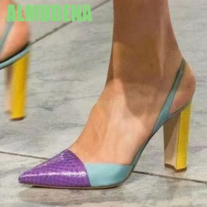 

Bold Color Matching Shoes Fashionable Women's Macaron Multi-Color Splicing Design Trendy and Comfortable Versatile High Heels