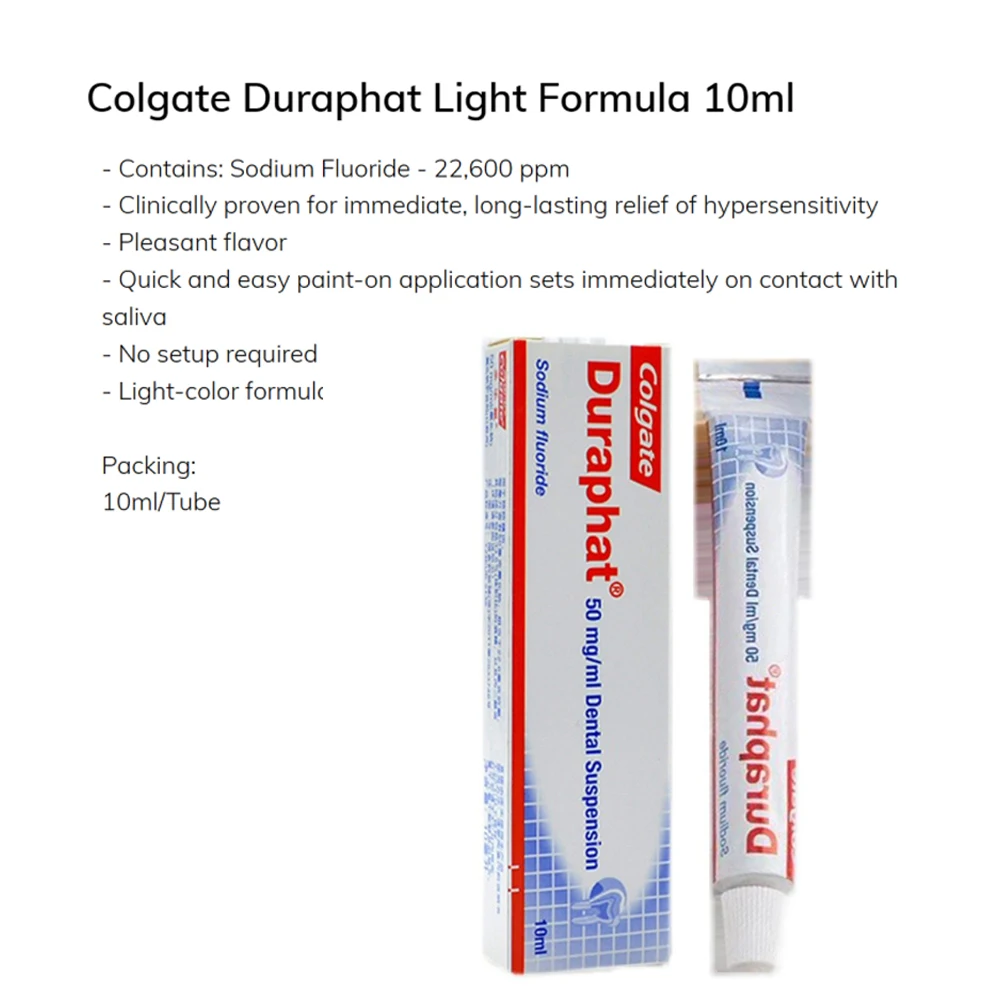 Colgate Duraphat Varnish In-Office Treatment 22600 Ppm Dental Suspension Liquid Fluoride Prevention Teeth Caries Pain Relife Kid