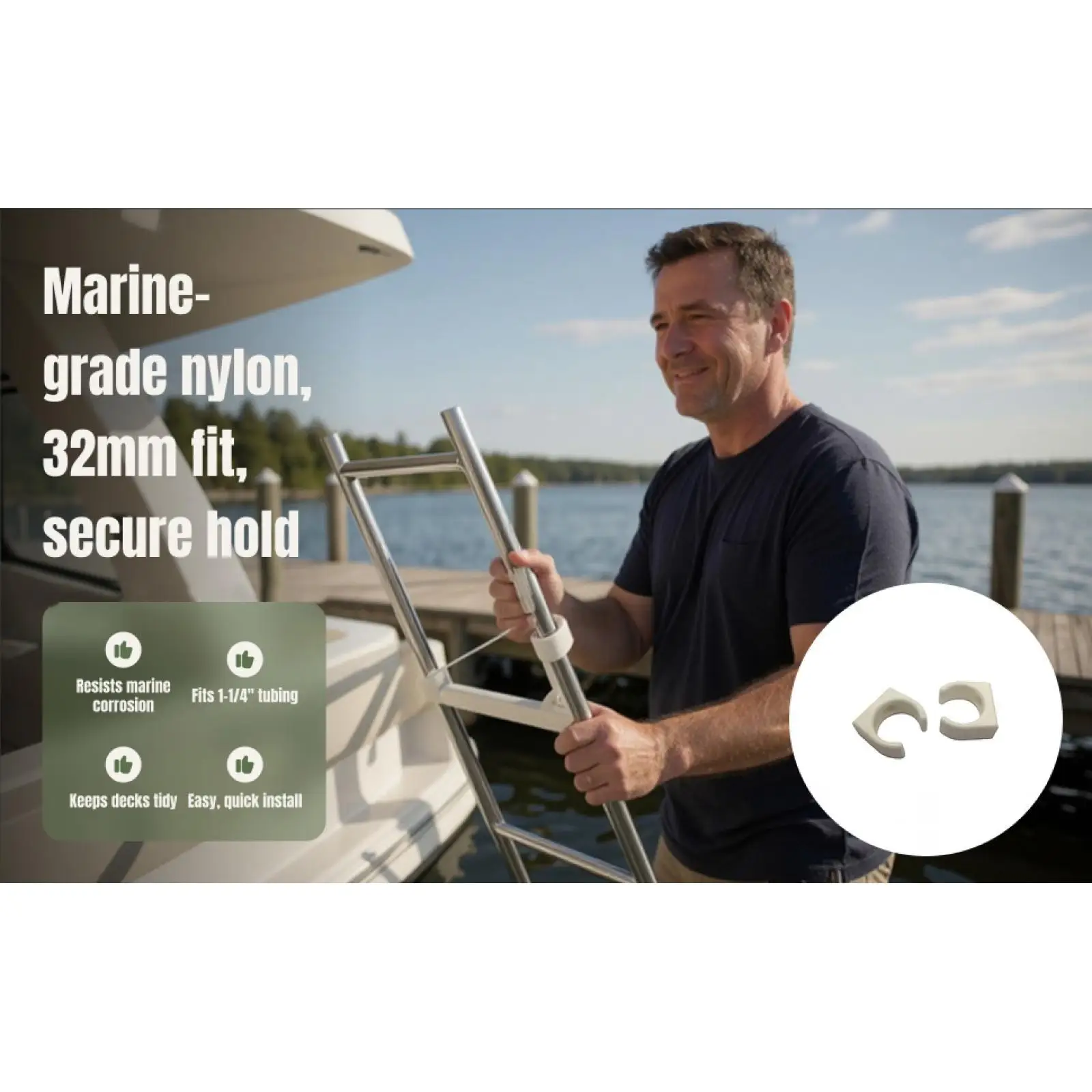 

Nylon Ladder Hook Clamp Holder Stowing Clip Boat Ladder Clips Marine Deck Hardware Bracket for Sailboat Accessories Storage