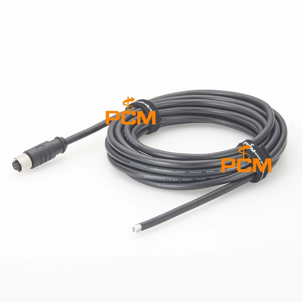 M12 8Pin A Code Female to Open End Cable Industrial Sensor Connector Wire for PLC Automation Control Machine Equipment