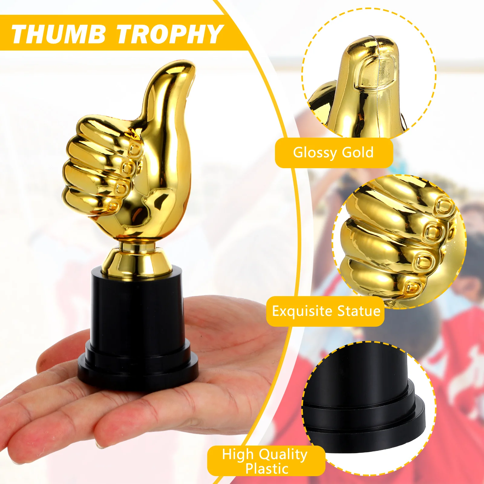 Trofeo de regalo para niños, premio en forma de pulgar para competición, copa decorativa, trofeo deportivo para guardería, 6 uds.