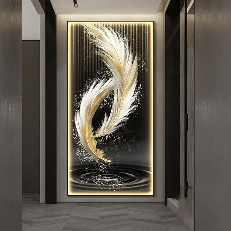 Creative Feather LED Wall Light Wall Decoration Painting Remote Control Bedroom Study Living Room Hall Decoration Wall Light