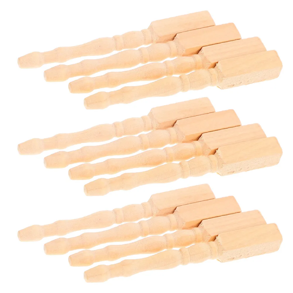 

12 шт. миниатюрных ножек для кукольного домика, масштаб 1:12, необработанные деревянные опоры для мебели, для самостоятельной сборки мини-стола, обеденного стола, тумбы