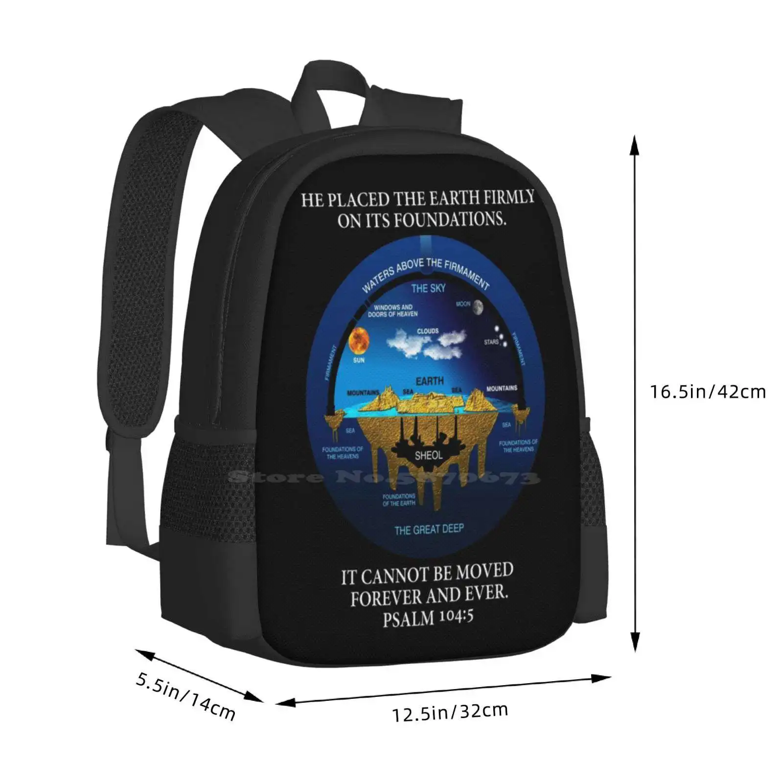 Psalm 104:5 Flat Earth Anceint Hebrew Cosmology Hot Sale Schoolbag Backpack Fashion Bags Flat Earther Psalm 19 1 The Earth Is