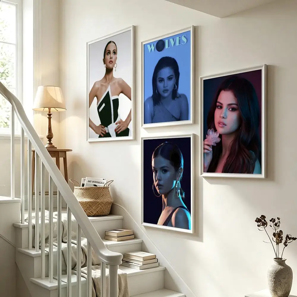music Selena Gomez Poster Poster HD Waterproof Self-adhesive Art Print Wall Decor for Bedroom Living Room Gift