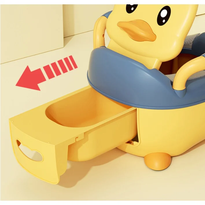 Asiento de inodoro portátil para niños, orinal de entrenamiento con respaldo y dibujos animados antideslizantes