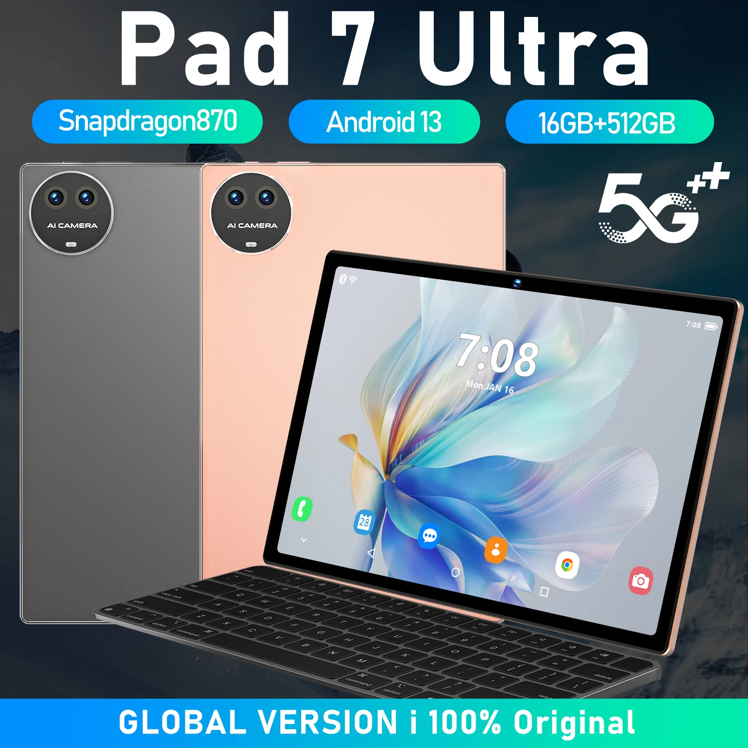 Global Tablette Android Pad 7 Pro 10.1 Inch Tablet PC 16G+512GB 5G Dual SIM Card or WIFI Original Tablet with keyboard For Work