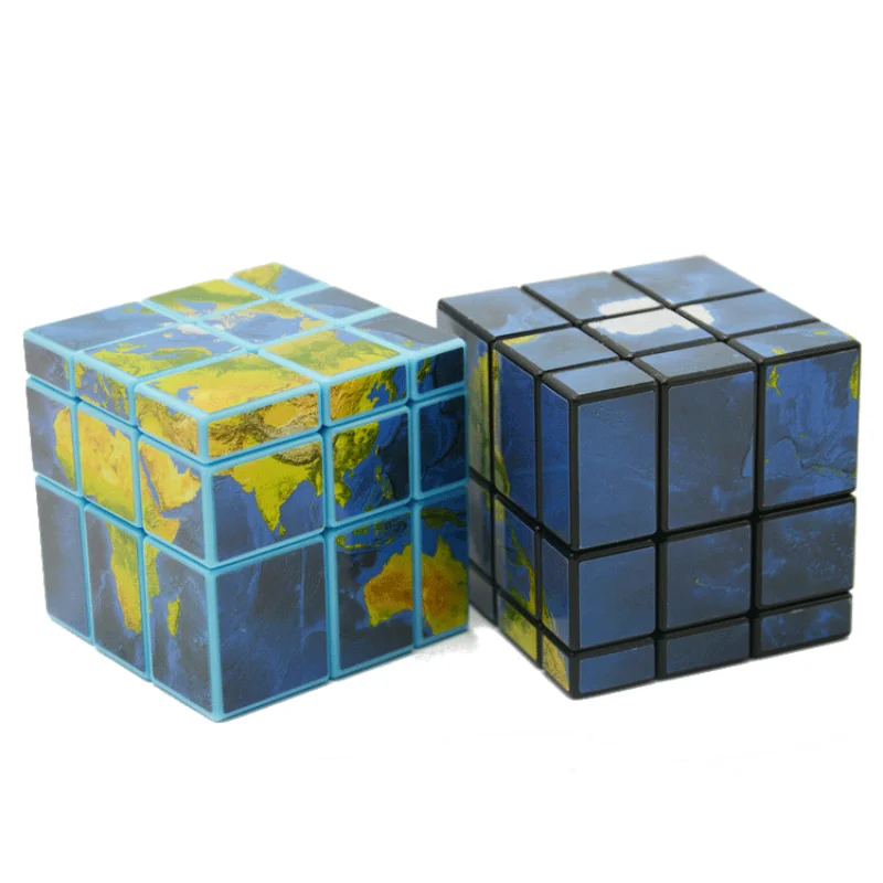 

2pcs/set Educational Map Mirror Cube Strange Shape Sticker 3x3 Professional Magic Cubes Speed Cube Puzzle Toy For Children Gift