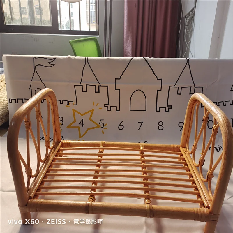 Newborn Photography Props Posing Photography Ornaments for Studio Rattan Baby Handmade Wood Bamboo Chair Baby Take Photo Bed