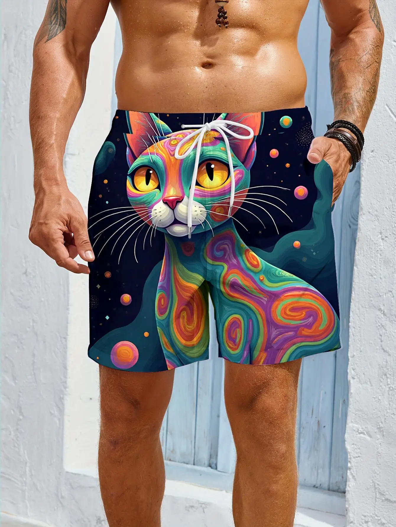 

1pcs Men's Short swim trunks2026 Summer 3D Printed Short sleeve Quick drying running Polyester Breathable sweatpants man