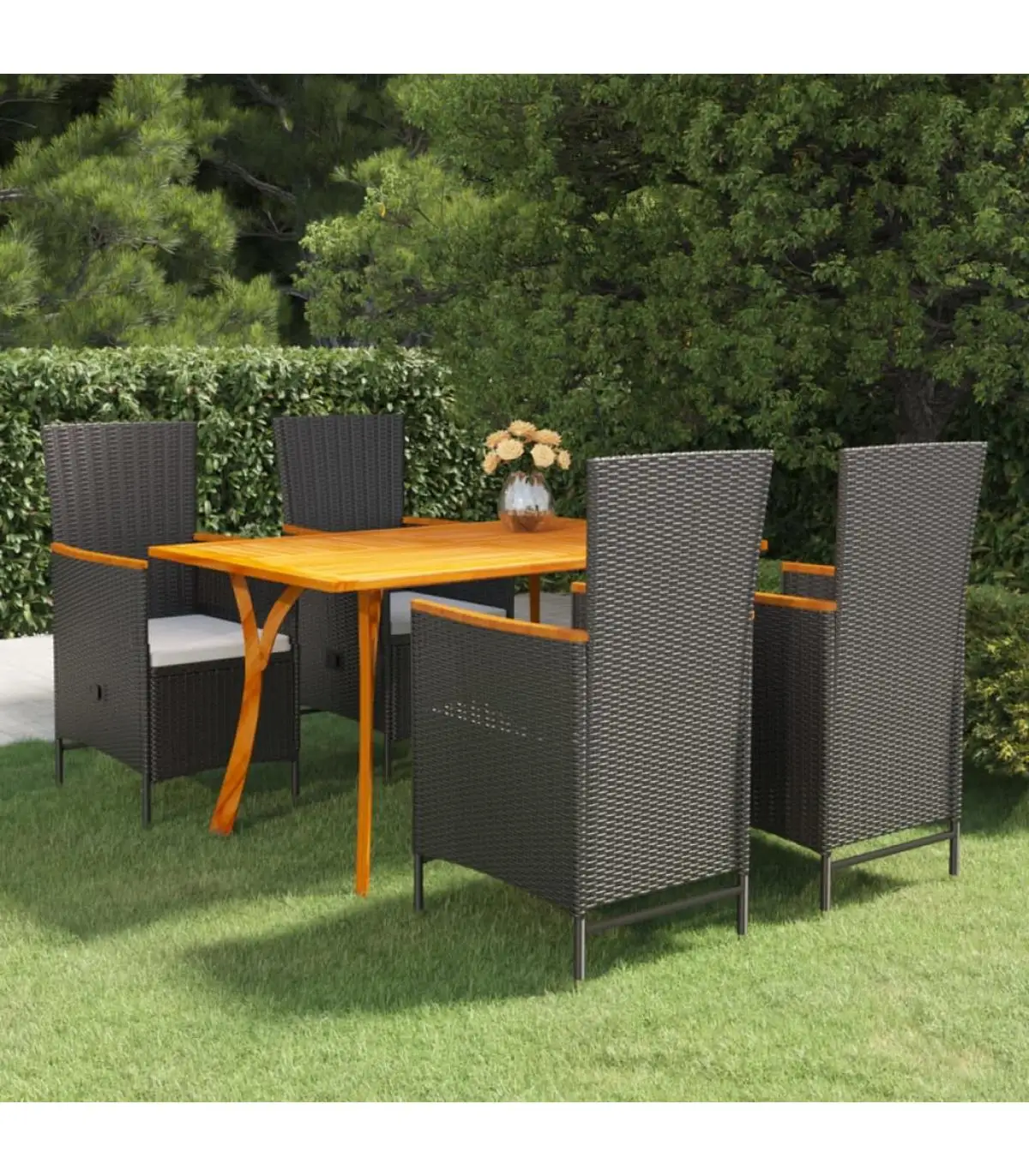 Garden Sets Garden Dining Set 5 Pieces Black