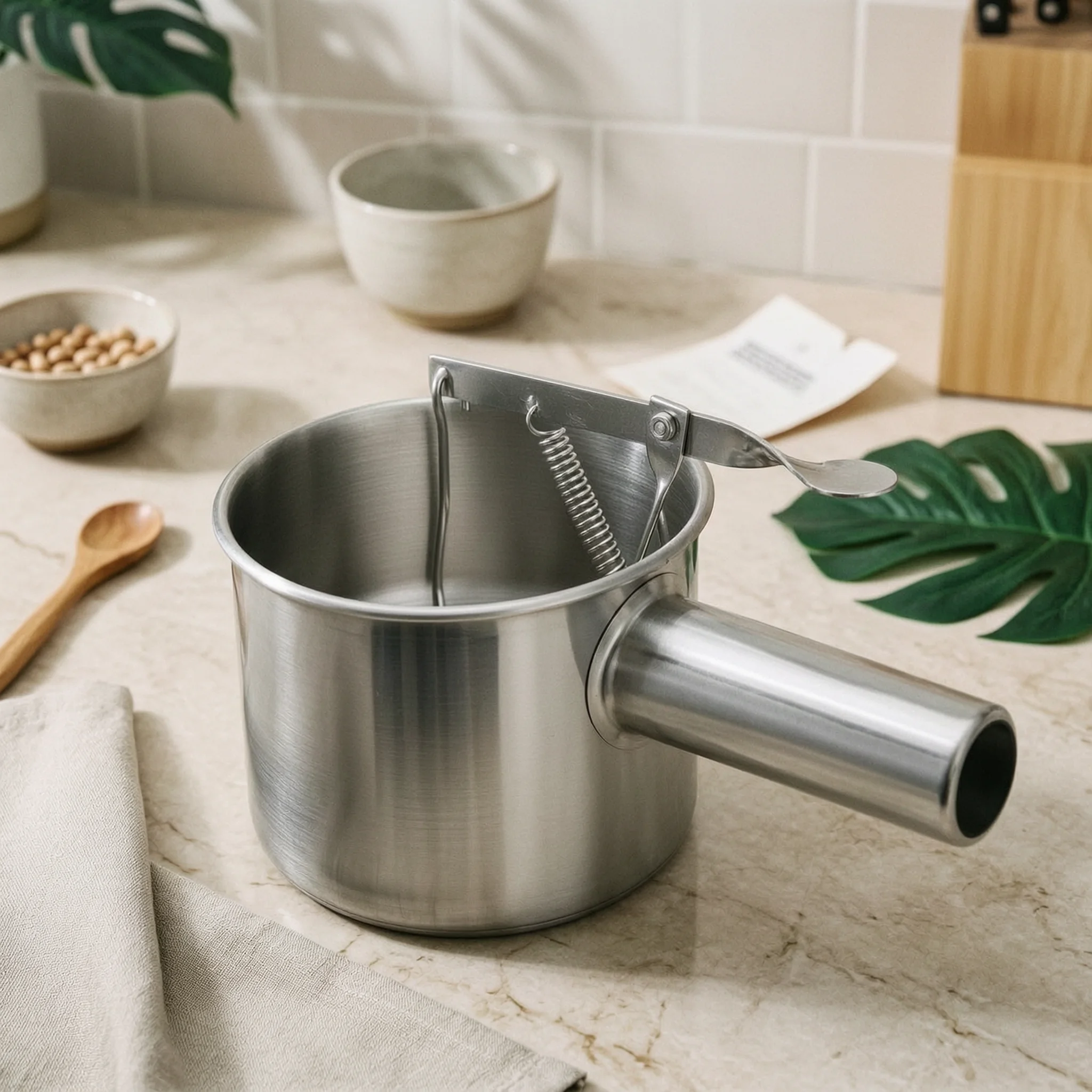 Stainless Steel Batter Dispenser Sturdy Stainless Steel Batter Funnel Syrup Funnel Dispenser Stand Included for Cooking