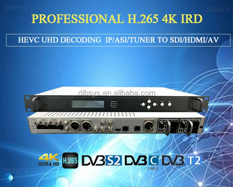 Professional 4K H.265 SDI SRT Decoder DVB-S/S2 DVB-C DVB-T2 ATSC DTMB Tuner Input