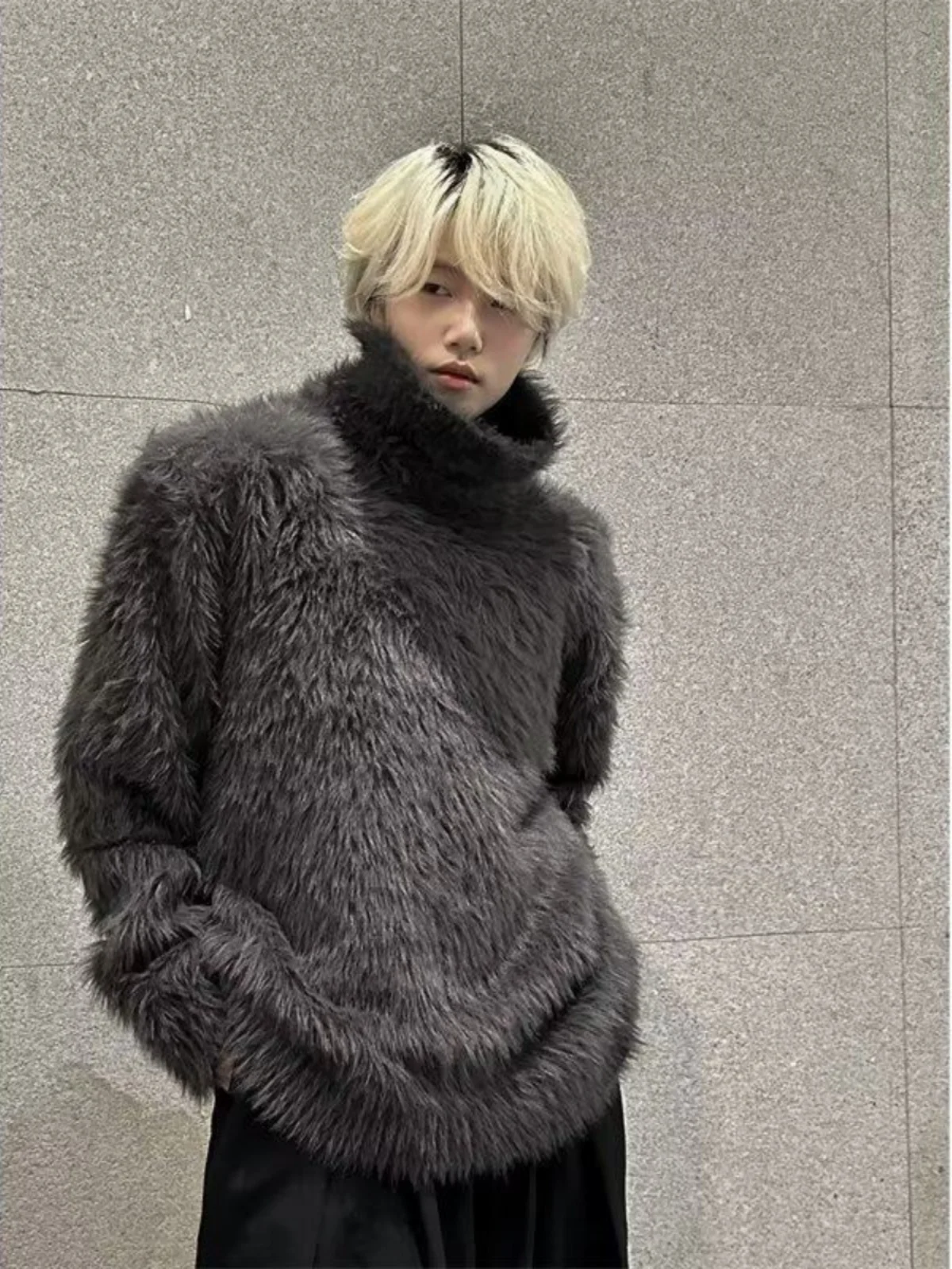 

Мужской свитер American Sle Cleanfit Camere: осенне-зимний, с высоким воротником, вязаный, с подплечниками, модный бренд Haome