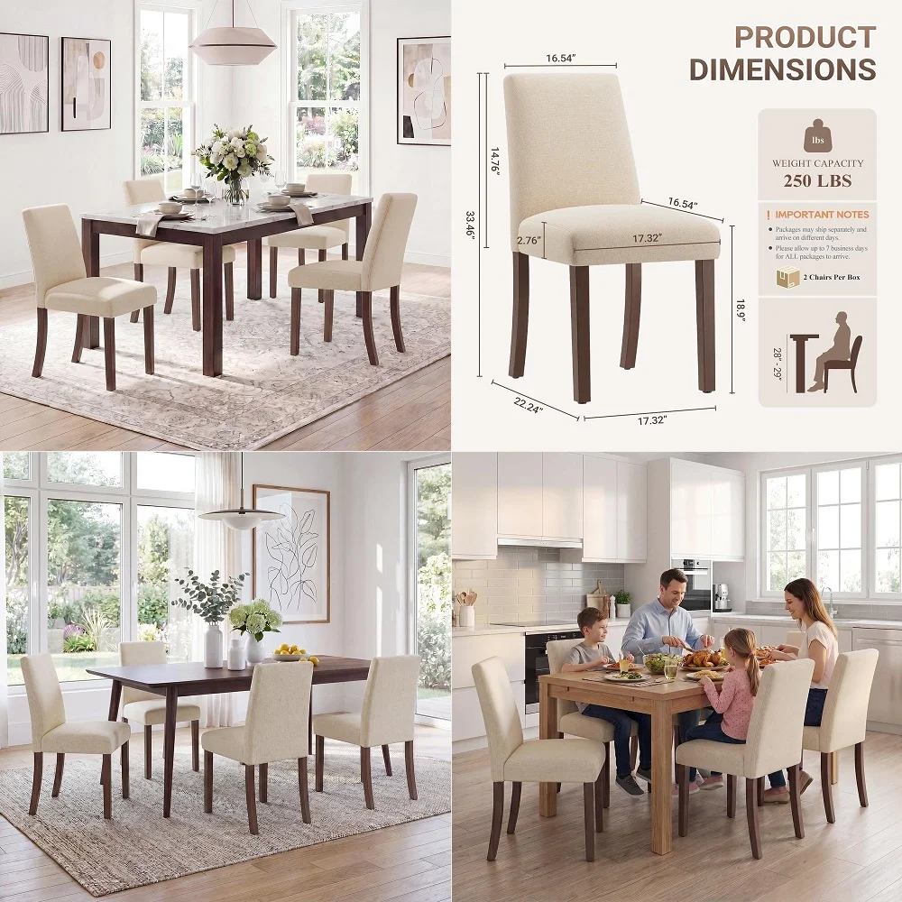 

Walnut Wooden Dining Chairs Set of 4, Faux Leather Upholstered Seating with Solid Wood Frame and Curved Back, for Dining Room a