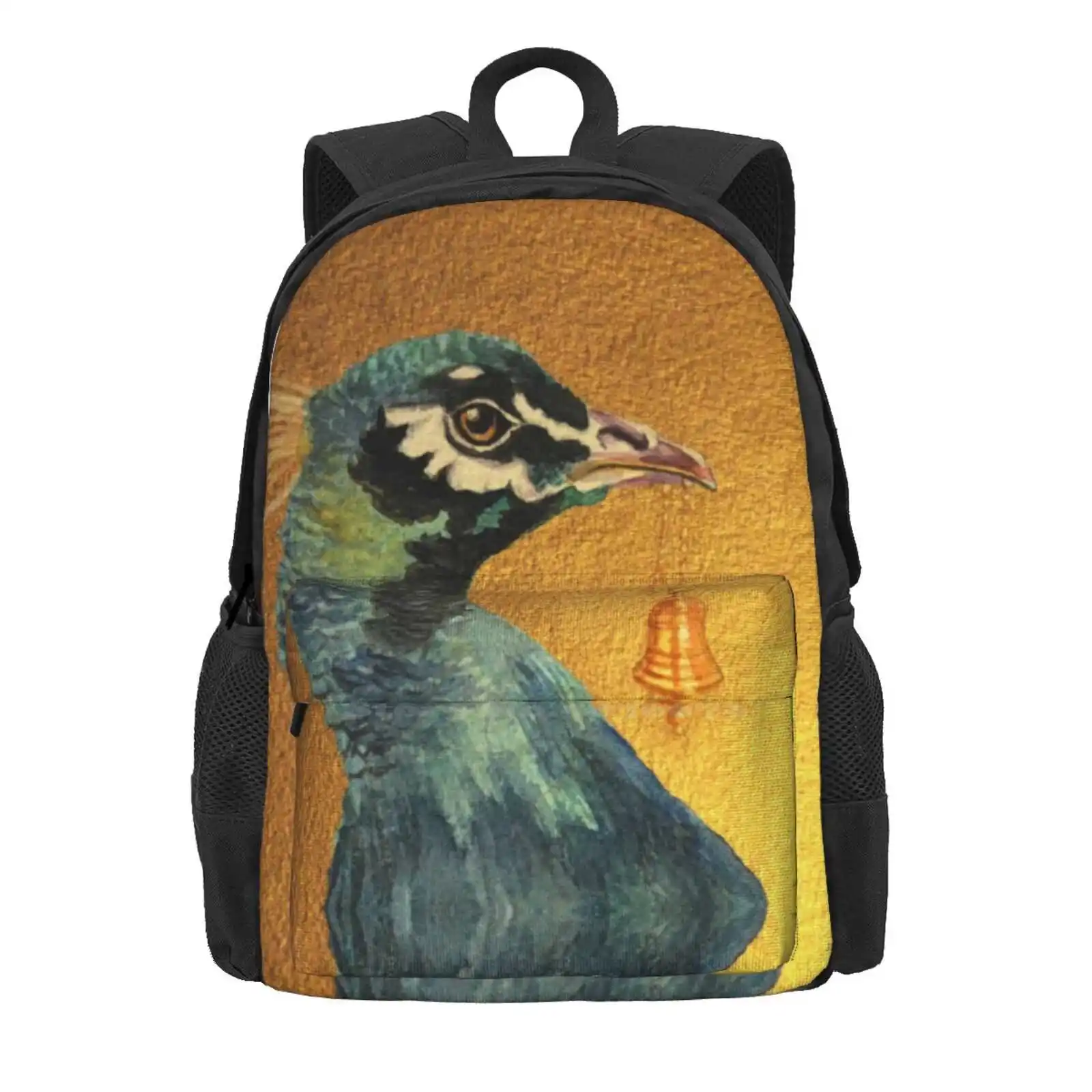 Para Oshun Backpack For Student School Laptop Travel Bag Oshun Ochun Yoruba Santeria Goddess Peacock Bell Religion Gold