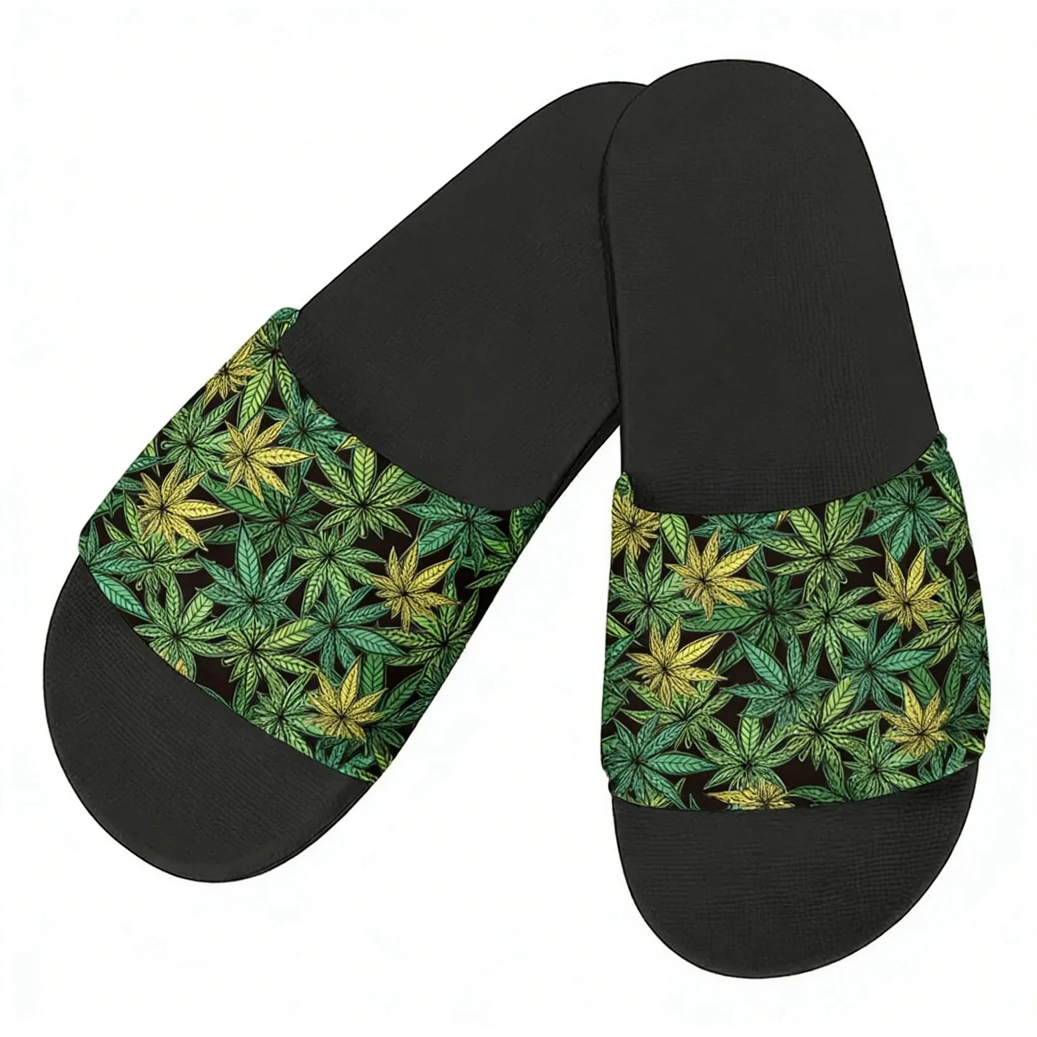 Pantuflas de Arte con Diseño de Hojas de Marihuana Rasta Rojas, Amarillas y Verdes, Zapatos de Agua para el Hogar, Sandalias de Playa y Piscina para Hombres y Mujeres, Pantuflas de Verano Personalizadas