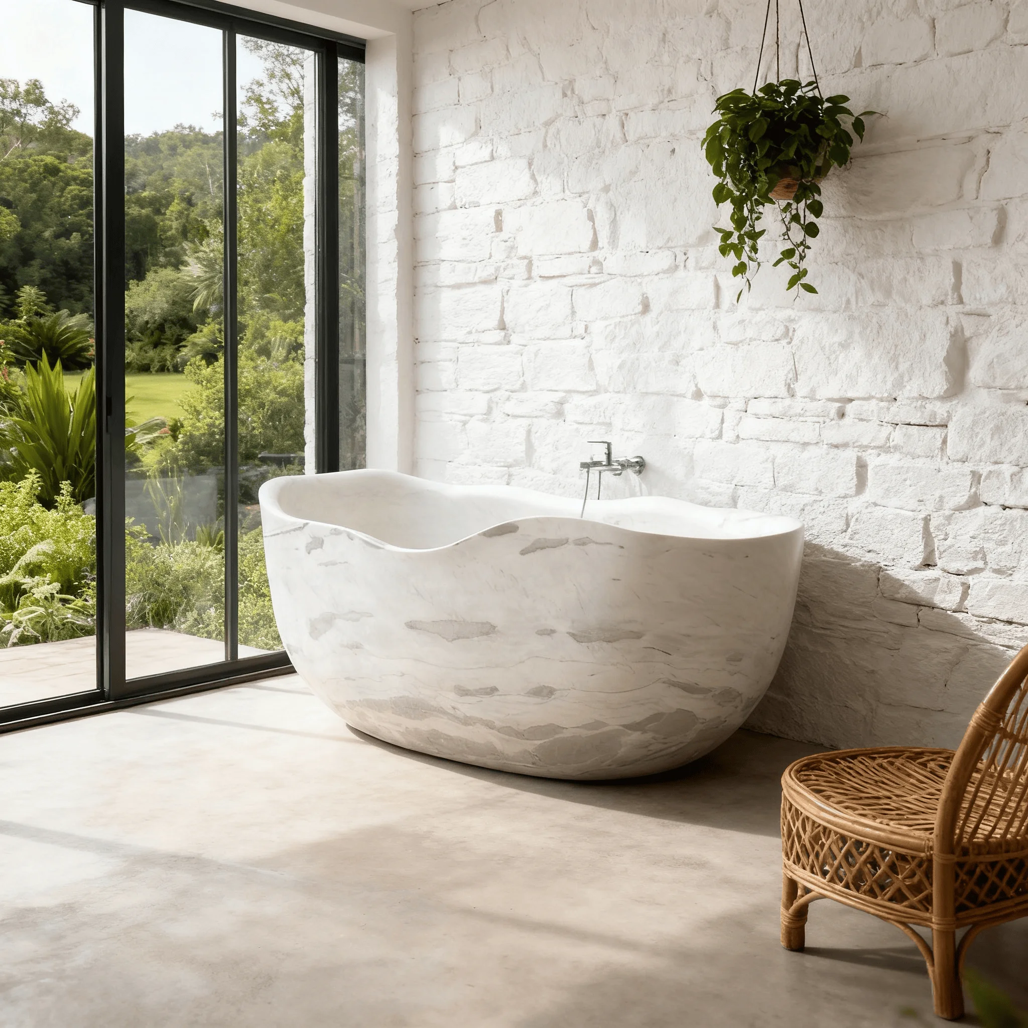 

BathtubHigh Quality Hand Carved Freestanding Bathtub Natural Marble Stone Bathtub For Villa Bathroom