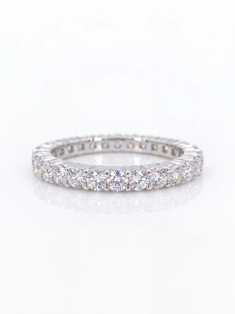 Glänzende Echte Runde Moissanit-Diamantringe für Damen Verlobung Jubiläum 925 Sterling Silber Feiner Schmuck – Detail 5