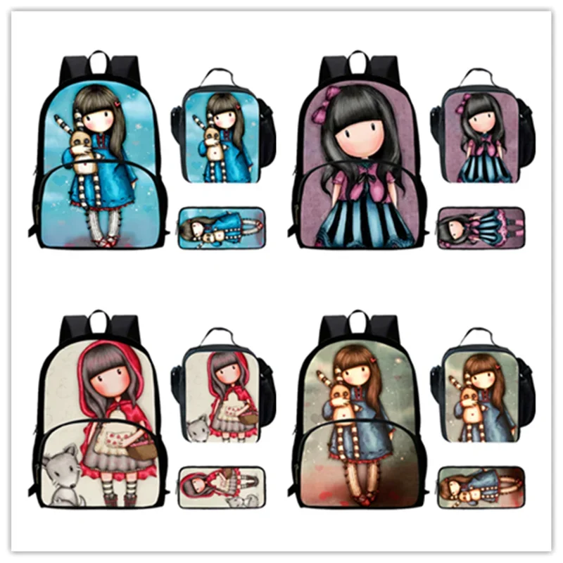 حقيبة ظهر للأطفال من كارتون Gorjuss santoro مع جيب أمامي، حقائب غداء، حقائب أقلام رصاص، حقائب مدرسية للأطفال كرتونية #1