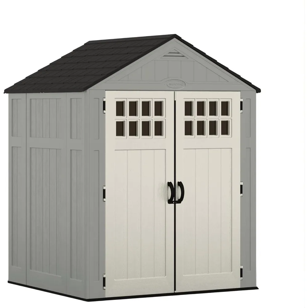 

Everett 6' x 5' Heavy-Duty Resin Outdoor Storage Shed with Pad-Lockable Double Doors and Windows, All-Weather Shed