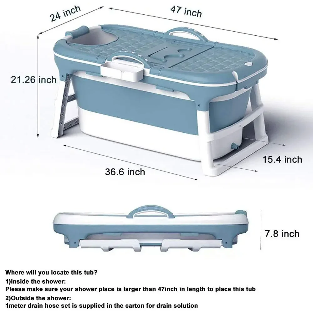 Freestanding Bathtub Large Capacity Family Kids Plastic Foldable Silicone Bath Tub Portable Bathtub For Adults With Hole And Cov