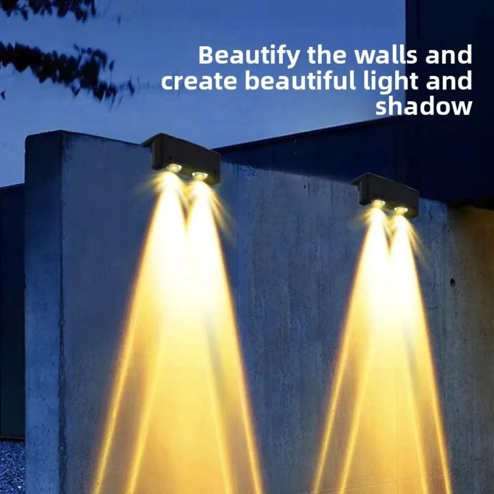 مصباح جداري يعمل بالطاقة الشمسية مقاوم للماء يعمل بالطاقة الشمسية من البلاستيك LED كشاف خارجي قابل للتعتيم ضوء ملون مصباح حديقة للاستخدام في الهواء الطلق #1