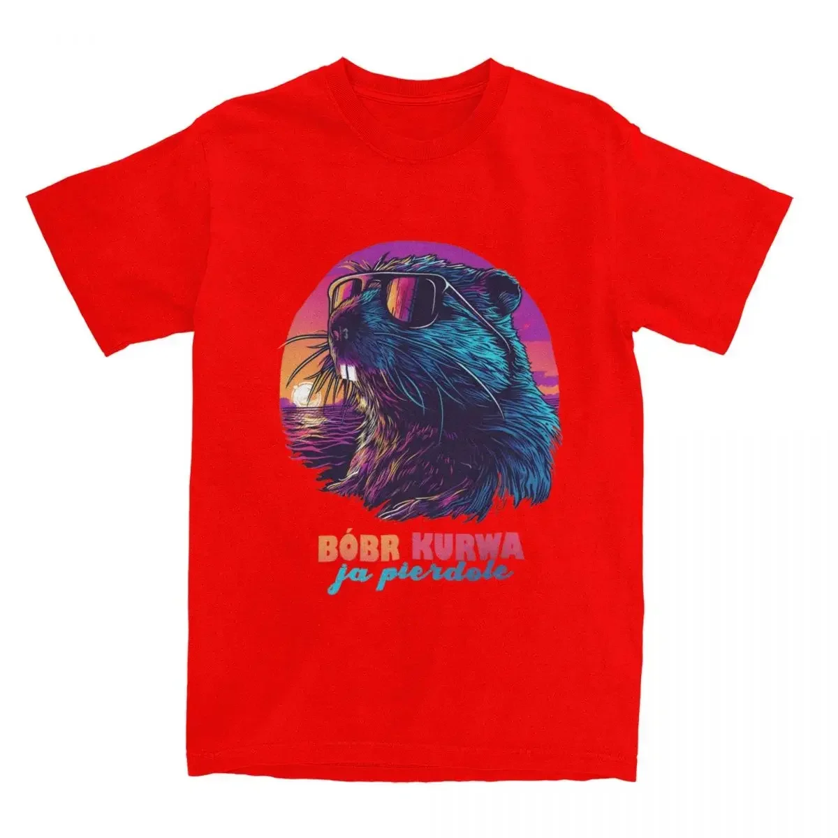 Couple T Shirt Synthwave Polish Beaver Meme Bobr Bober Kurwa T-Shirts Novelty Summer Tee Shirt Streetwear Design Cotton Tops