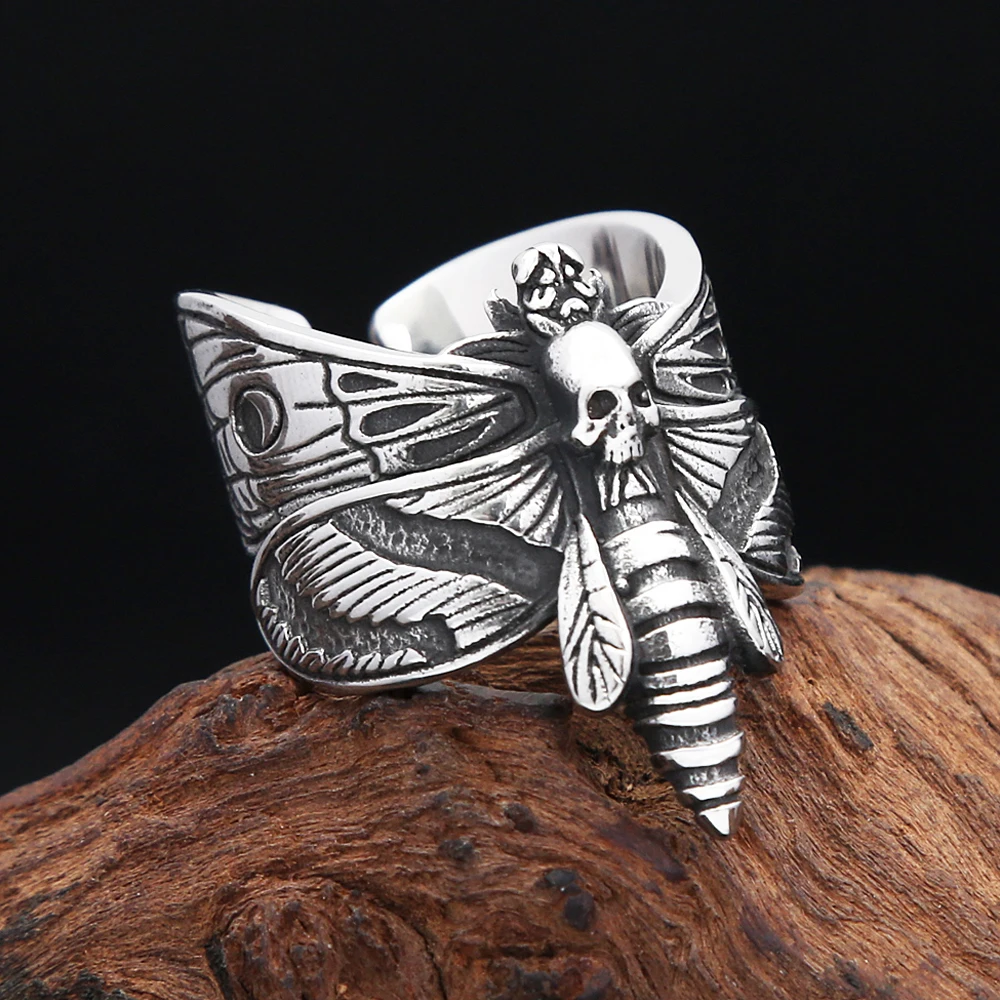 טבעת פרפר יצירתי אופנה גולגולת 316l נירוסטה הפאנק גותי פתיחת טבעות בעלי חיים לגברים נשים מתנות