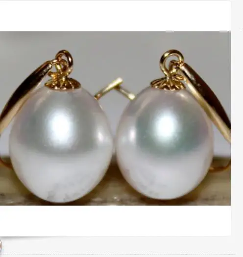 charming 11-13mm south sea white baroque pearl earring 14k