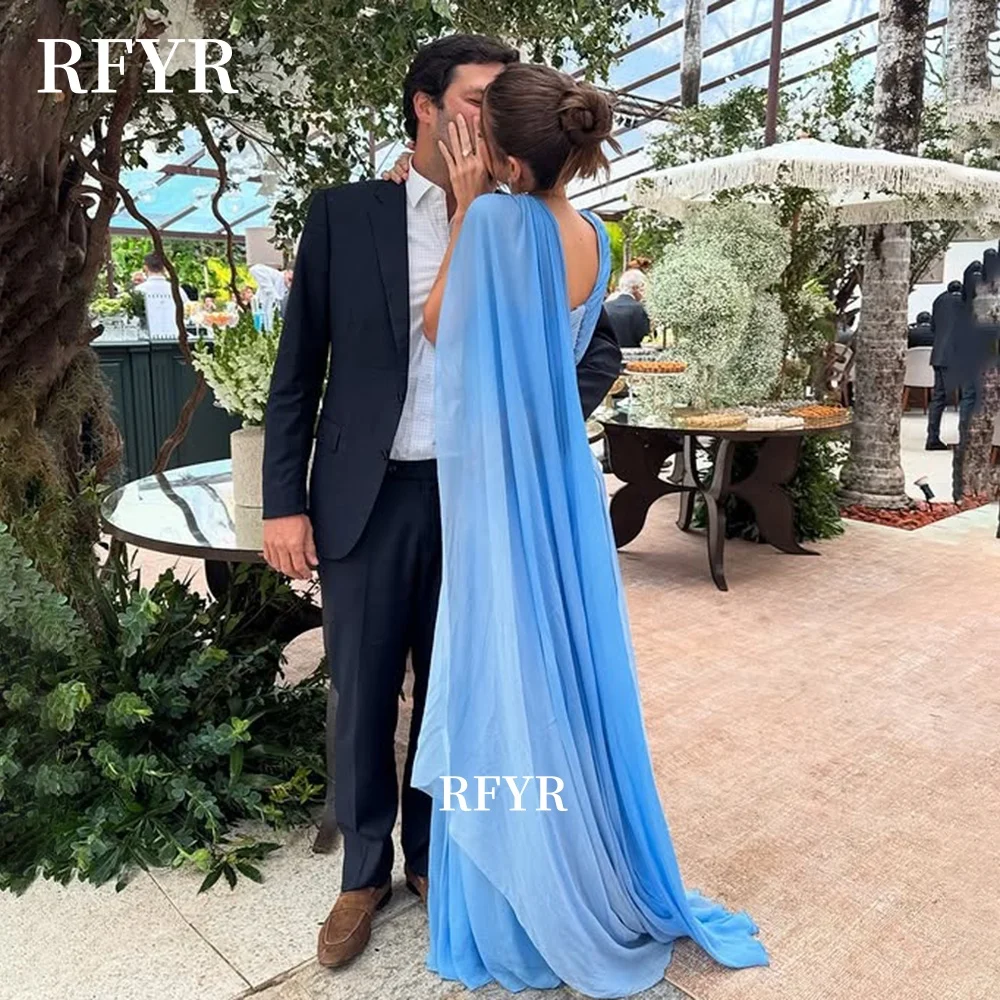 RFYR A Line فساتين السهرة Elegant Chiffon Prom Dress One Shoulder Princess Pleats Party Dress for Women Customized image 3